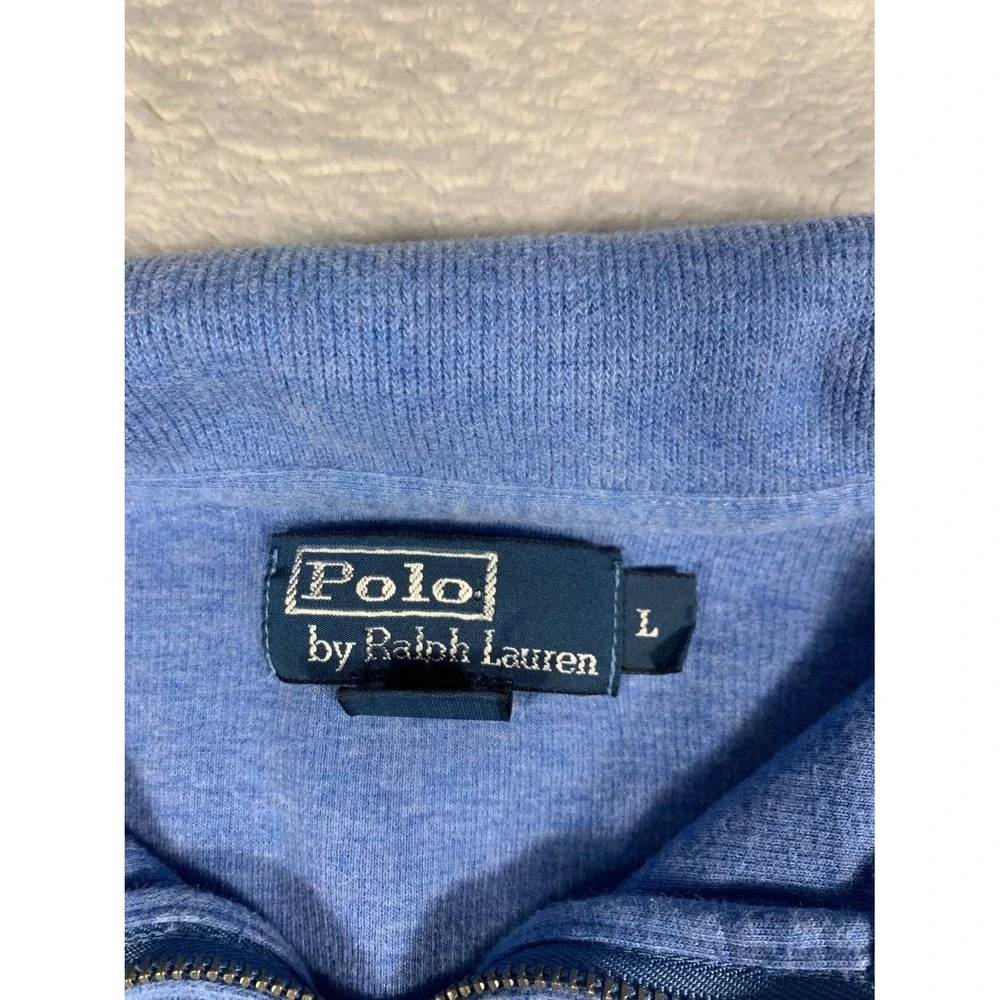 Polo Ralph Lauren Sweater Mens L Blue Quarter Zip Long Sleeve Embroidered